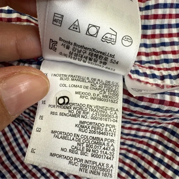 Brooks Brothers Red Fleece Checkered Seersucker Shirt Size L Red White Blue - Picture 14 of 14